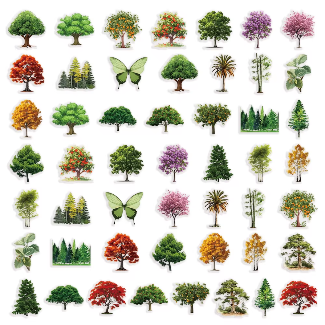 50 Pcs Botanical Bloom PET Stickers