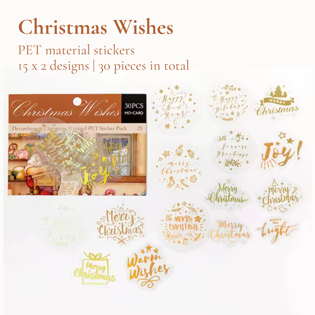 30 Pcs Gilded Christmas Memories Stickers