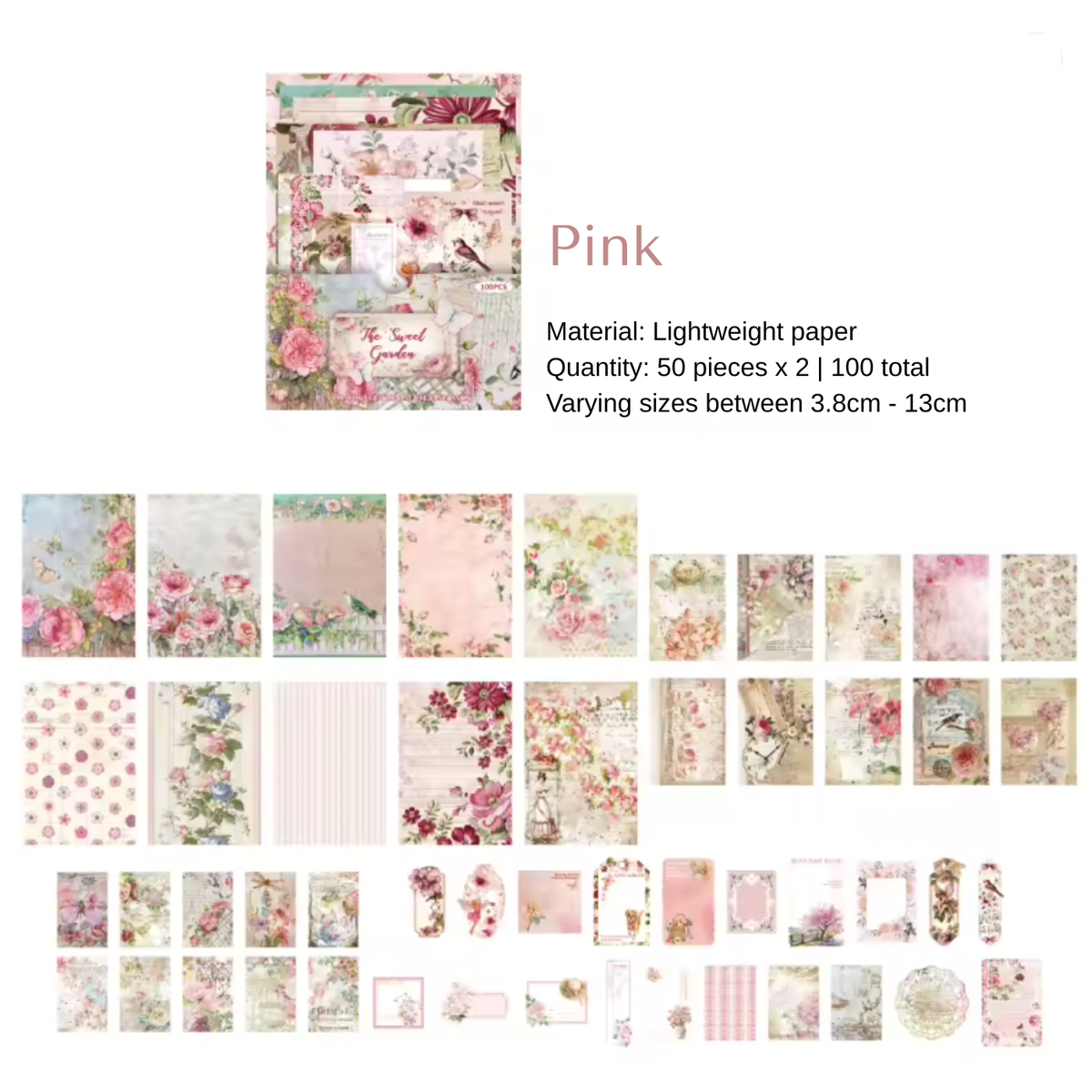100 Pcs Botanical Paper Set