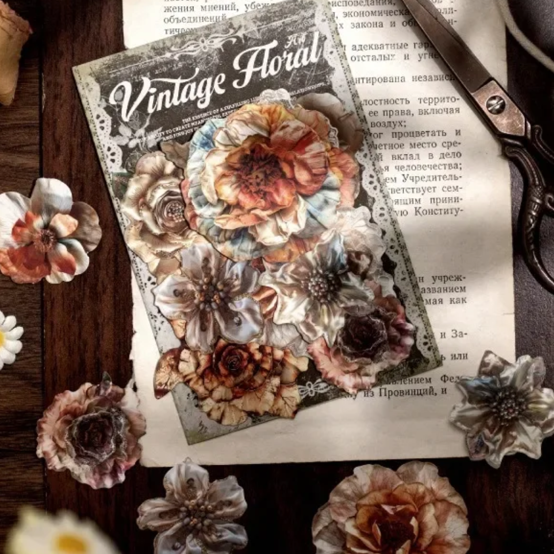 20 Pcs Large Vintage Floral Stickers