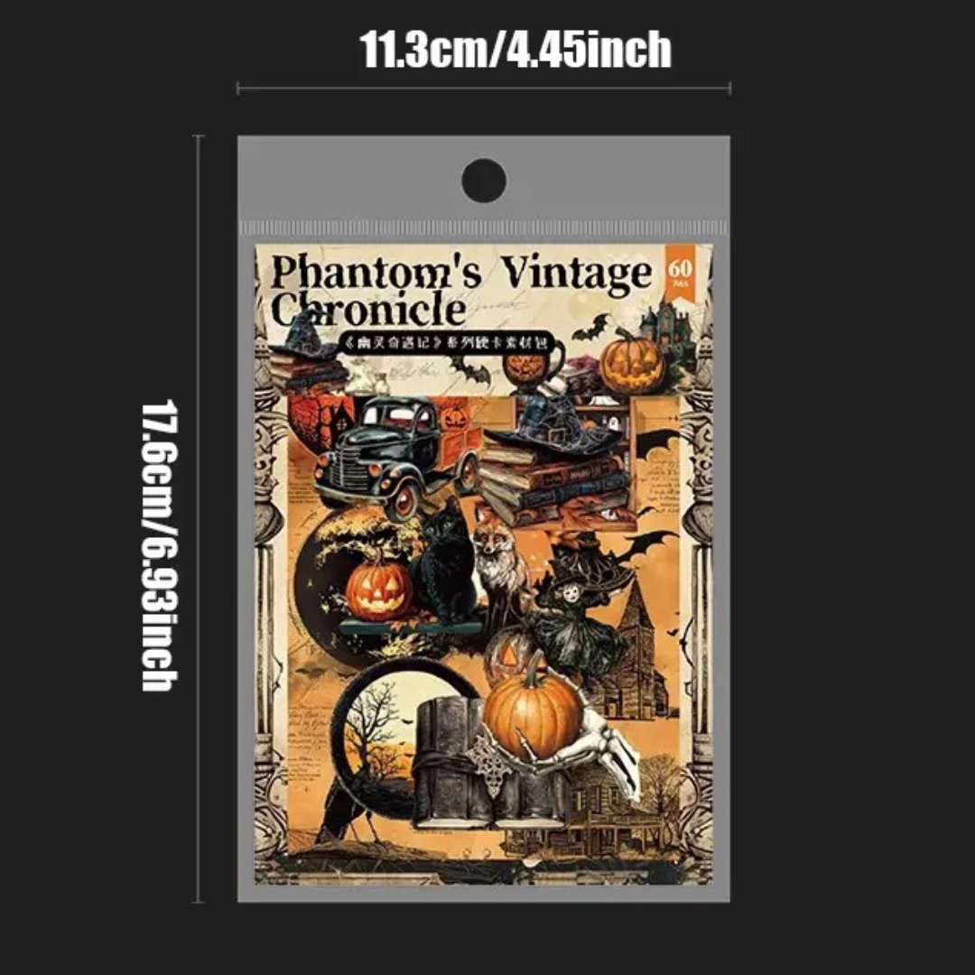 60 Pcs Vintage Horror Paper & Sticker Set