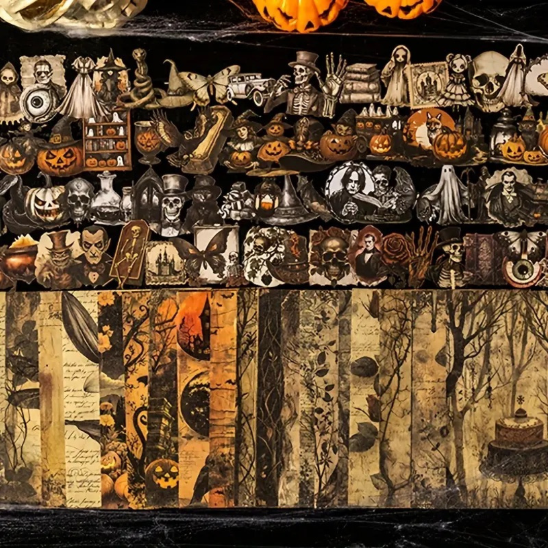 60 Pcs Vintage Horror Paper & Sticker Set
