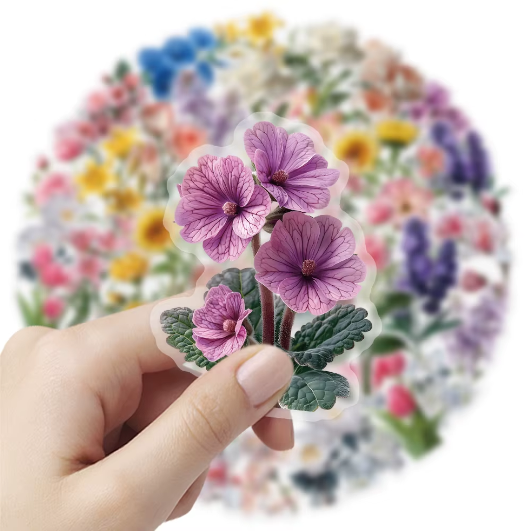 50 Pcs Botanical Bloom PET Stickers