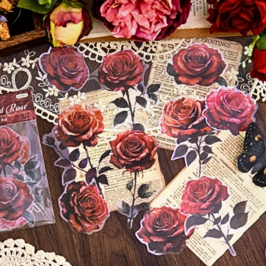 10 Pcs Large Bold Rose Stickers