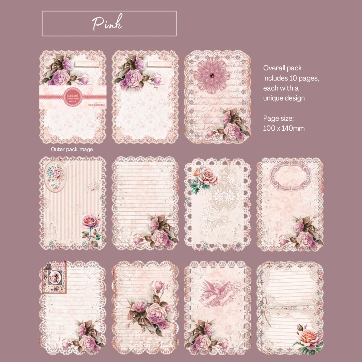 10 Pcs Vintage Floral Lace Paper