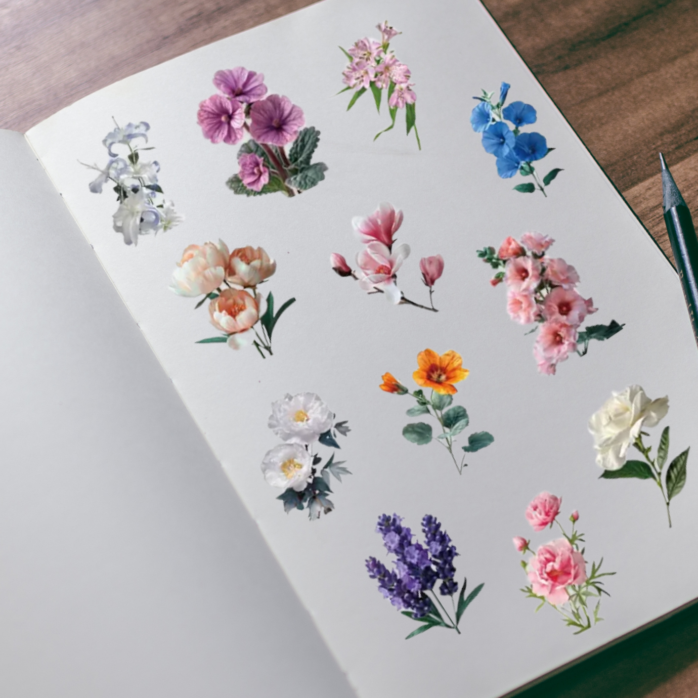 50 Pcs Botanical Bloom PET Stickers