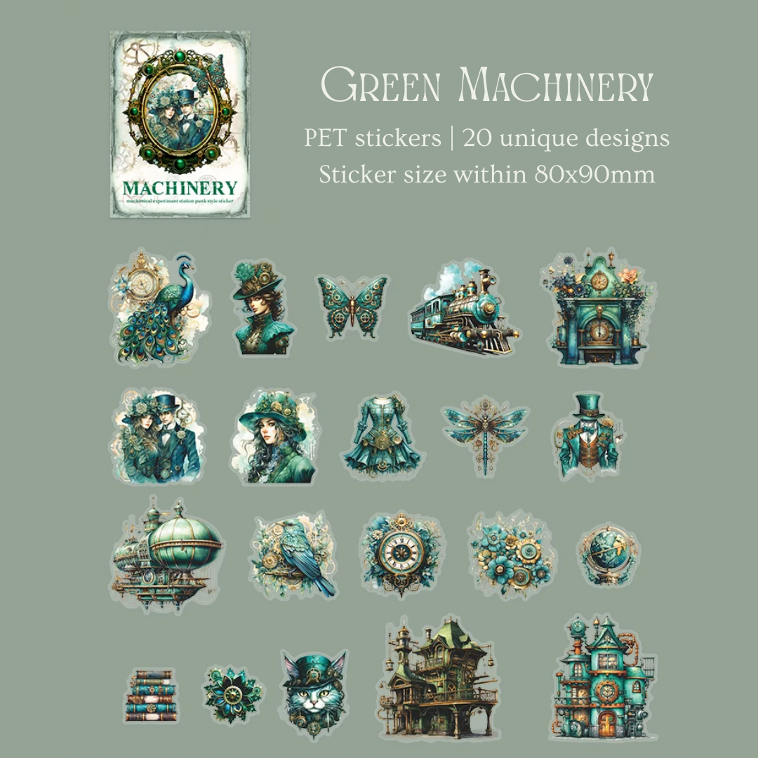 20 Pcs Vintage Mechanical Steampunk Stickers