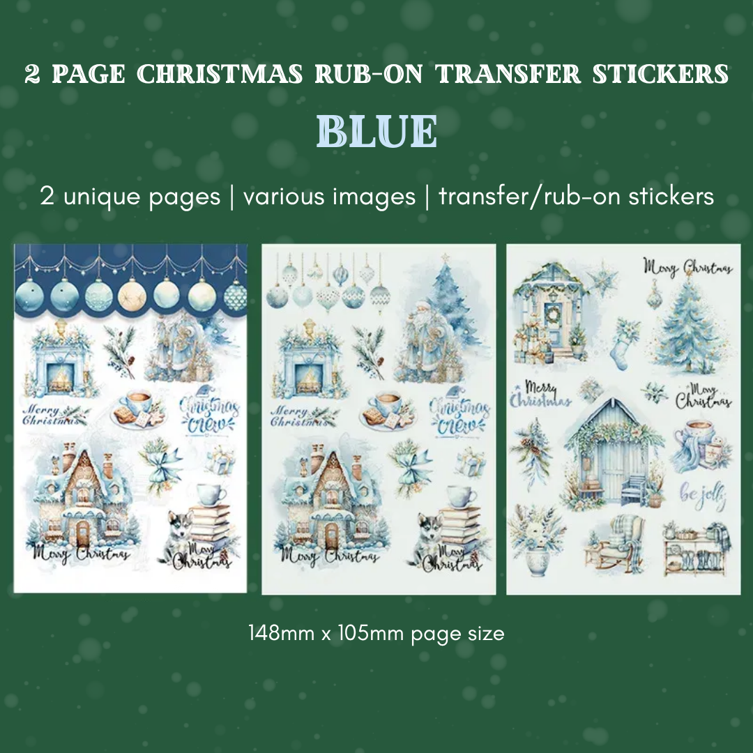 2 Sheet Christmas Rub-On Transfer Stickers