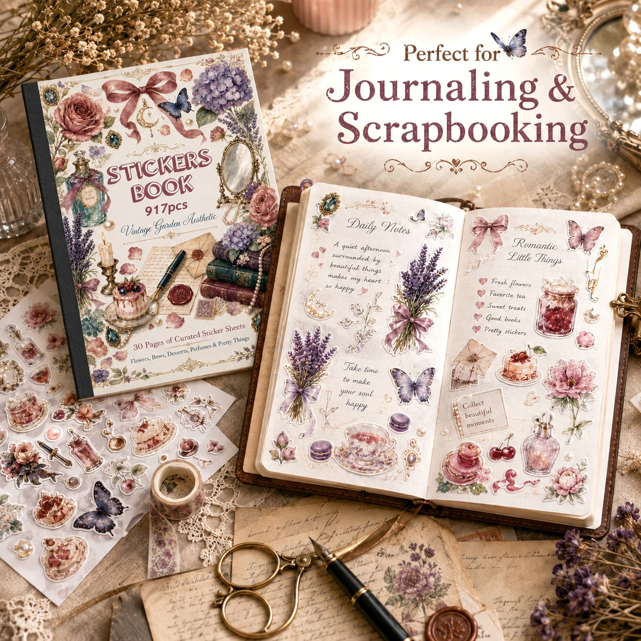 30 Page Vintage Garden Sticker Book