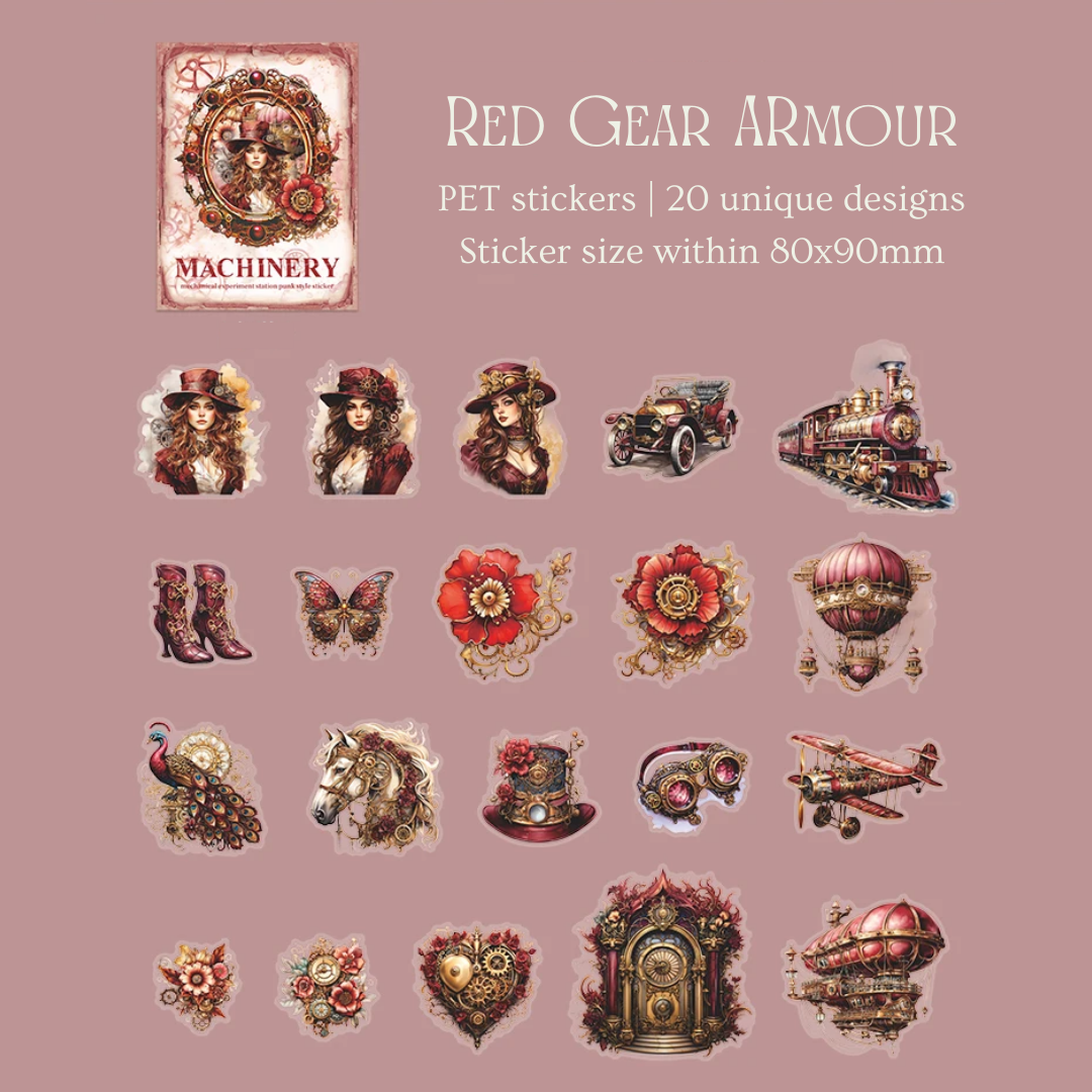 20 Pcs Vintage Mechanical Steampunk Stickers
