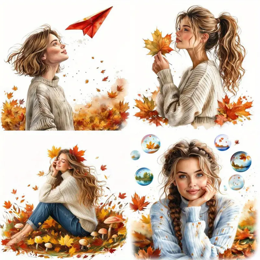 20 Pcs Fallen Leaves Matte Stickers