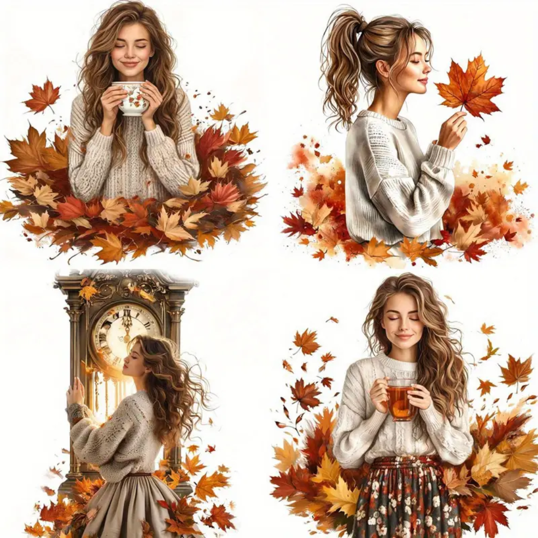 20 Pcs Fallen Leaves Matte Stickers