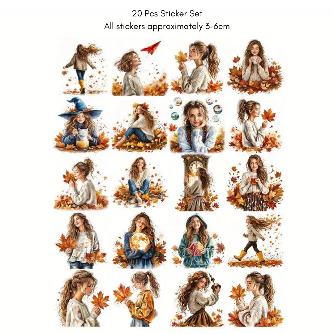 20 Pcs Fallen Leaves Matte Stickers