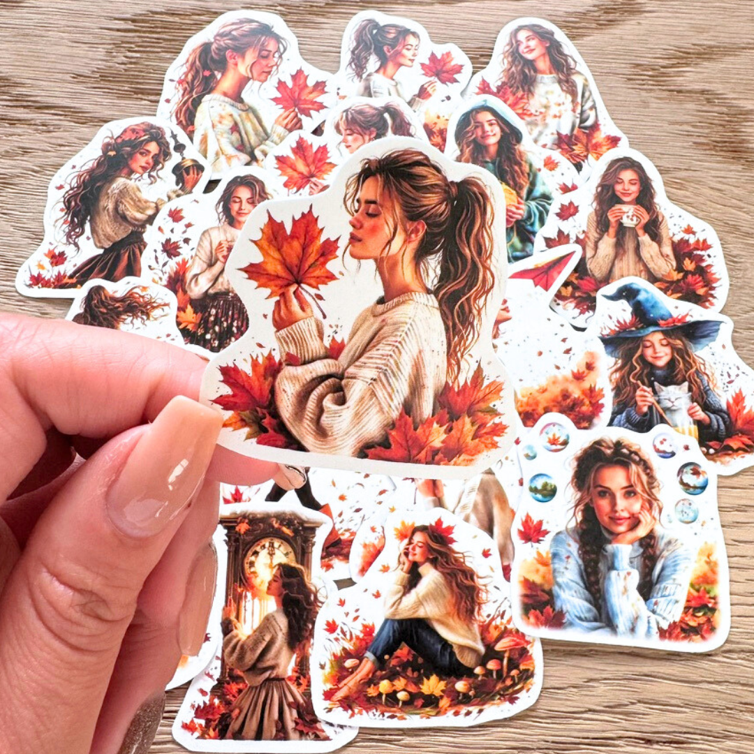 20 Pcs Fallen Leaves Matte Stickers