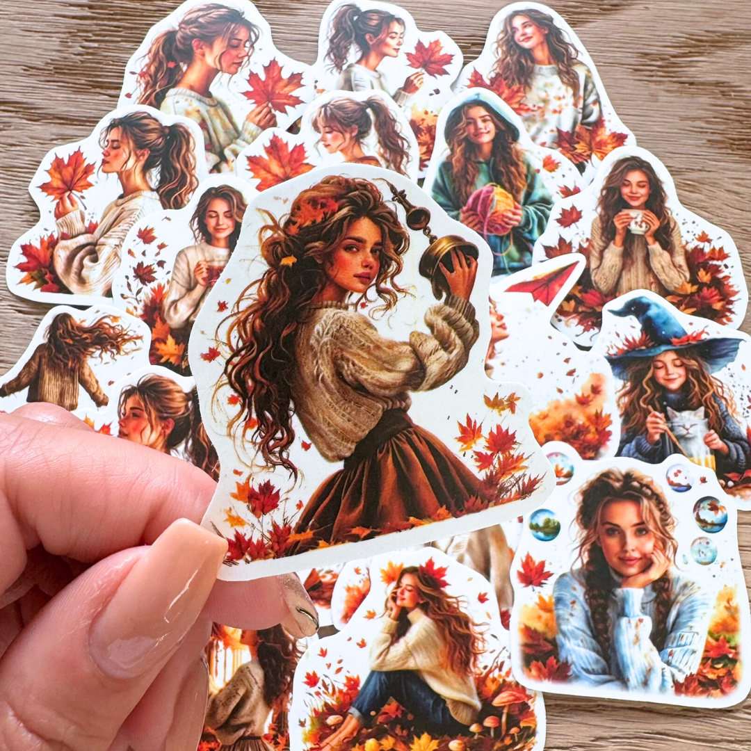 20 Pcs Fallen Leaves Matte Stickers