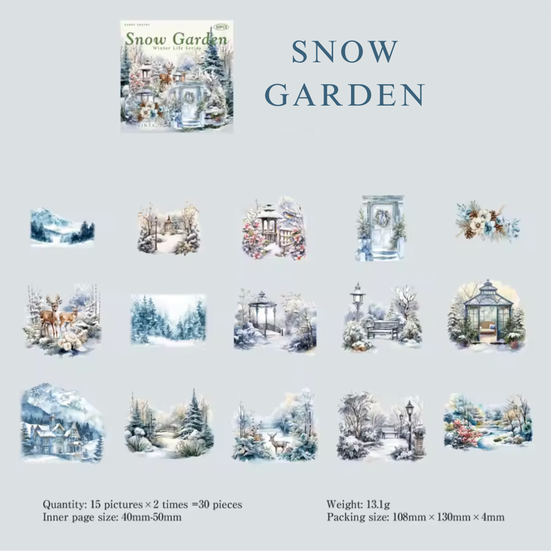 30 Pcs Snowy Winter Nature Stickers