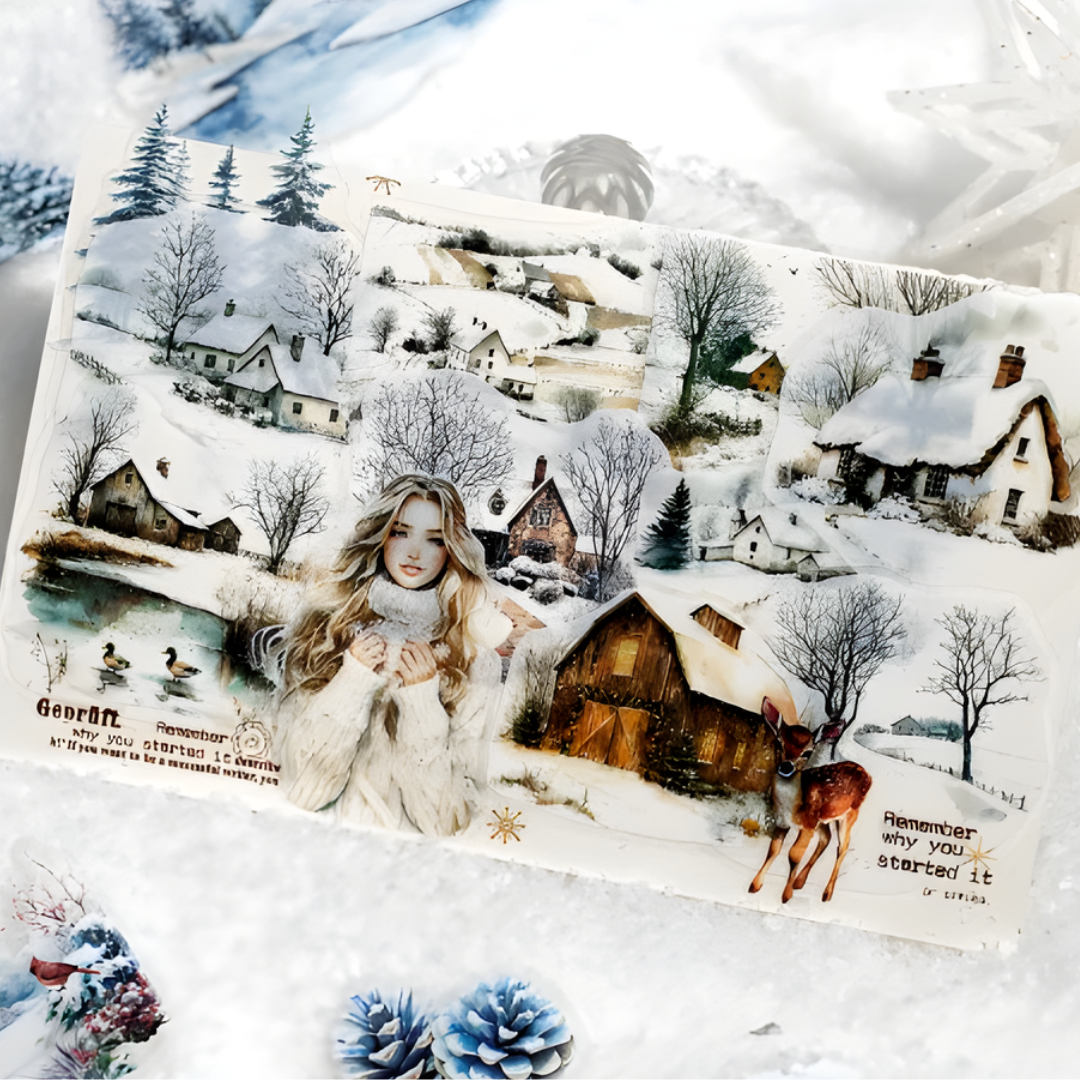 30 Pcs Cold Winter Scenes PET Stickers