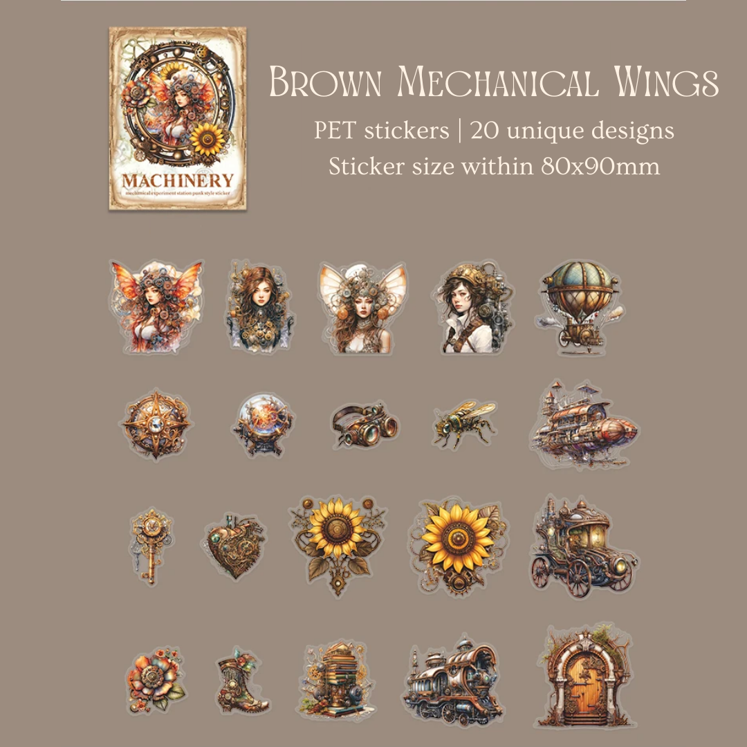 20 Pcs Vintage Mechanical Steampunk Stickers