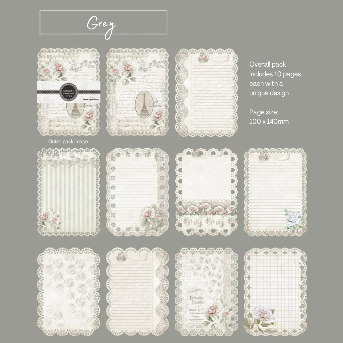 10 Pcs Vintage Floral Lace Paper