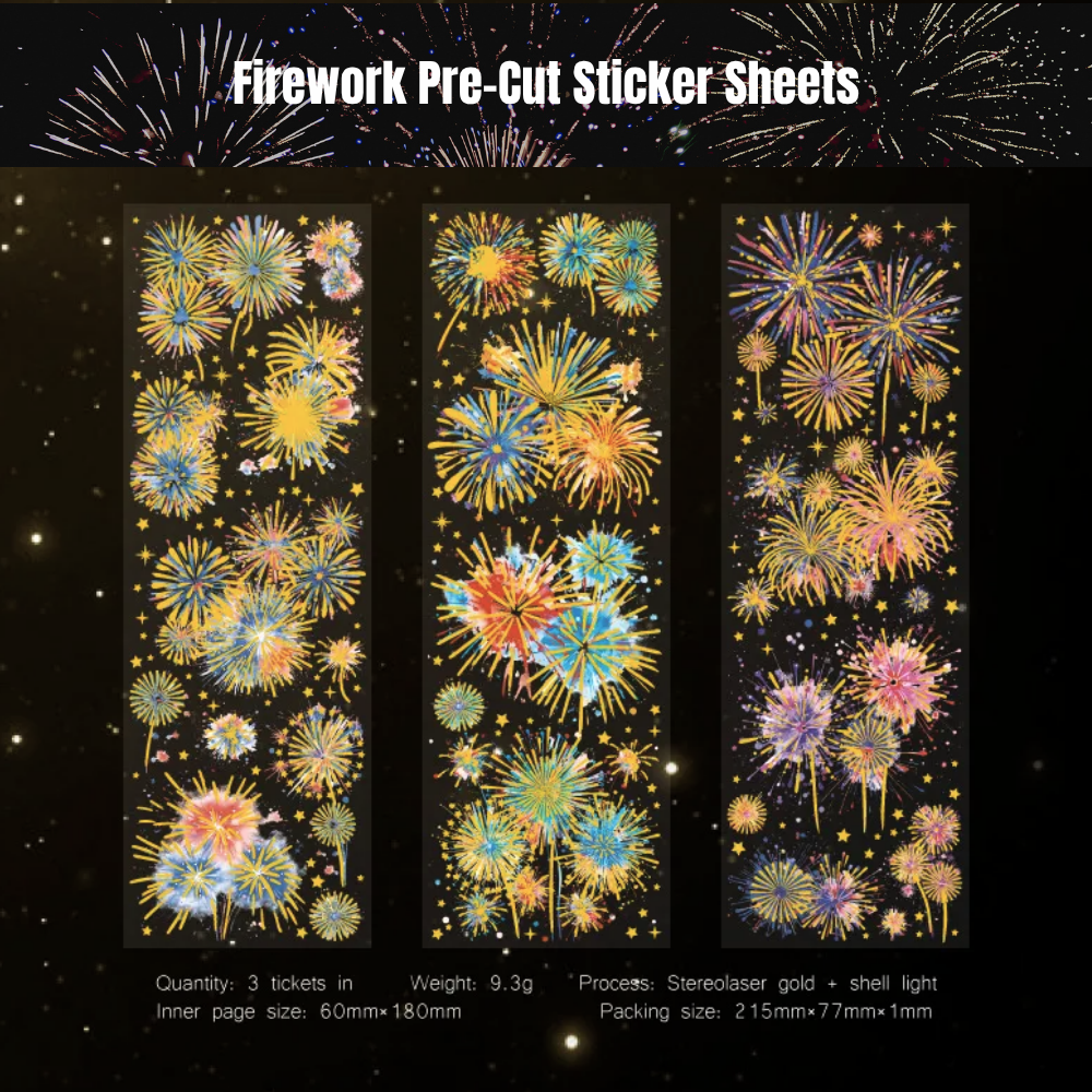 3 Page Firework Foil Sticker Sheets