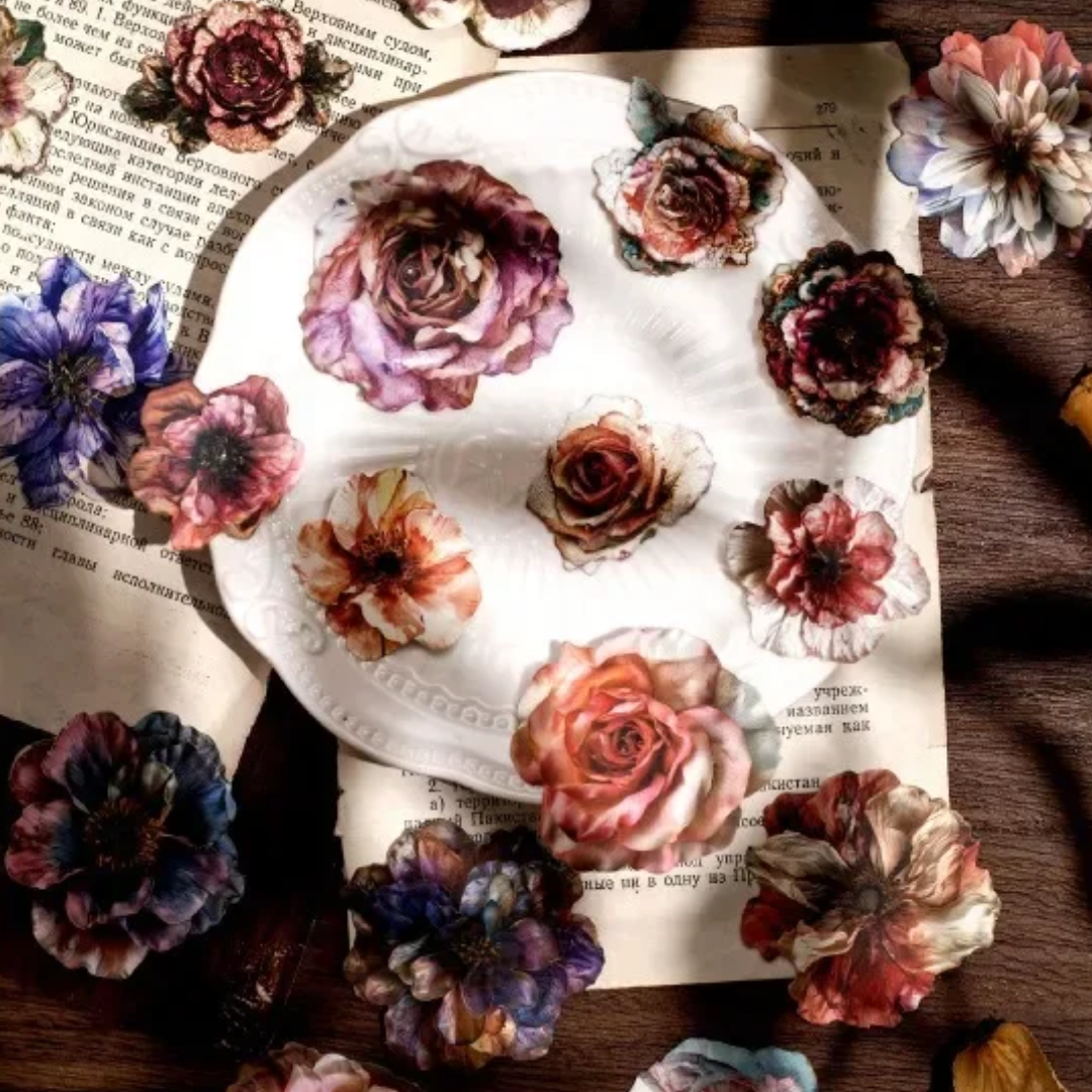 20 Pcs Large Vintage Floral Stickers