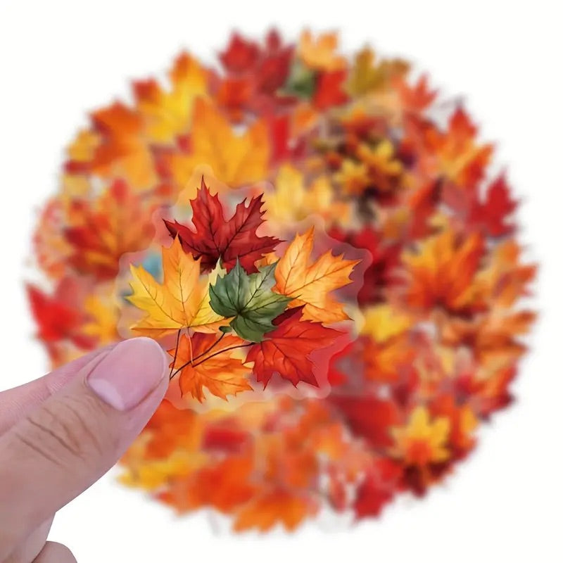 50 Pcs Seasonal Leaves PET Stickers