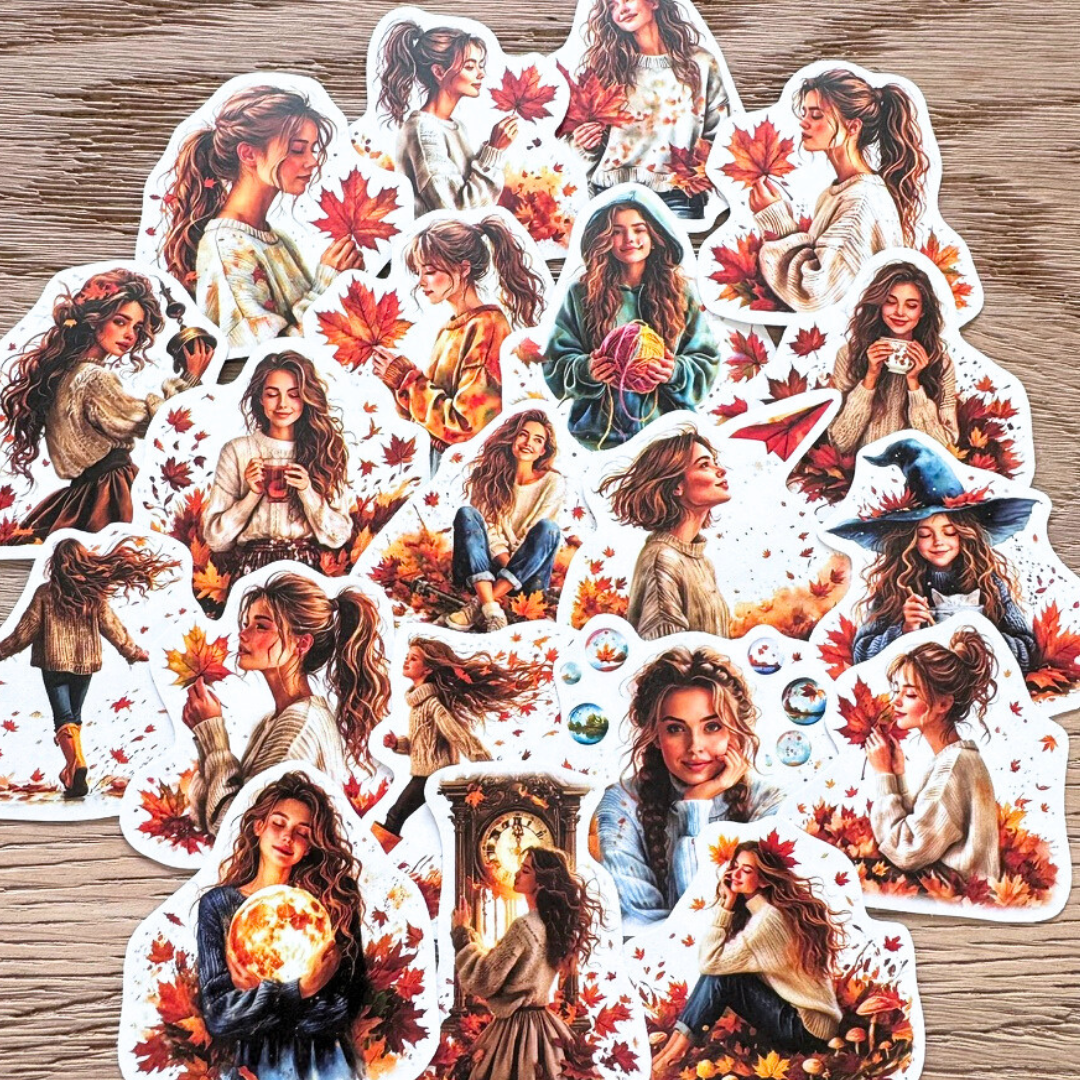 20 Pcs Fallen Leaves Matte Stickers
