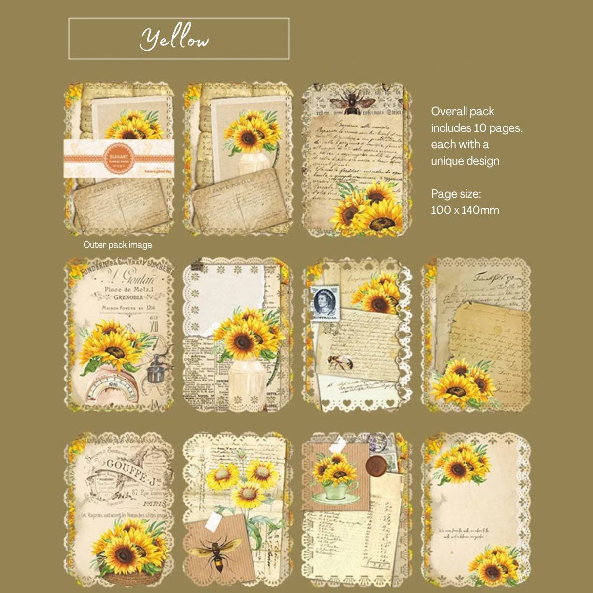 10 Pcs Vintage Floral Lace Paper