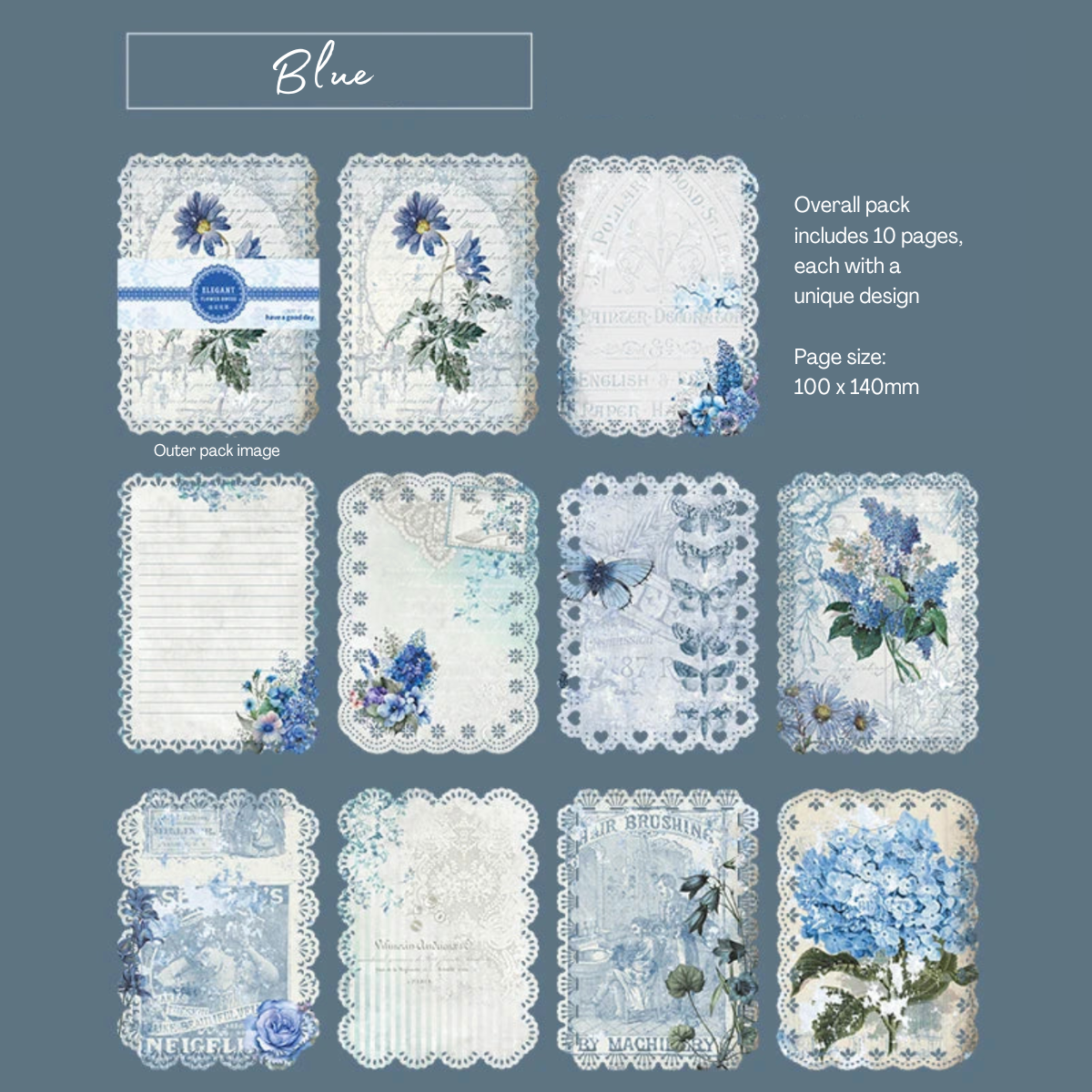 10 Pcs Vintage Floral Lace Paper