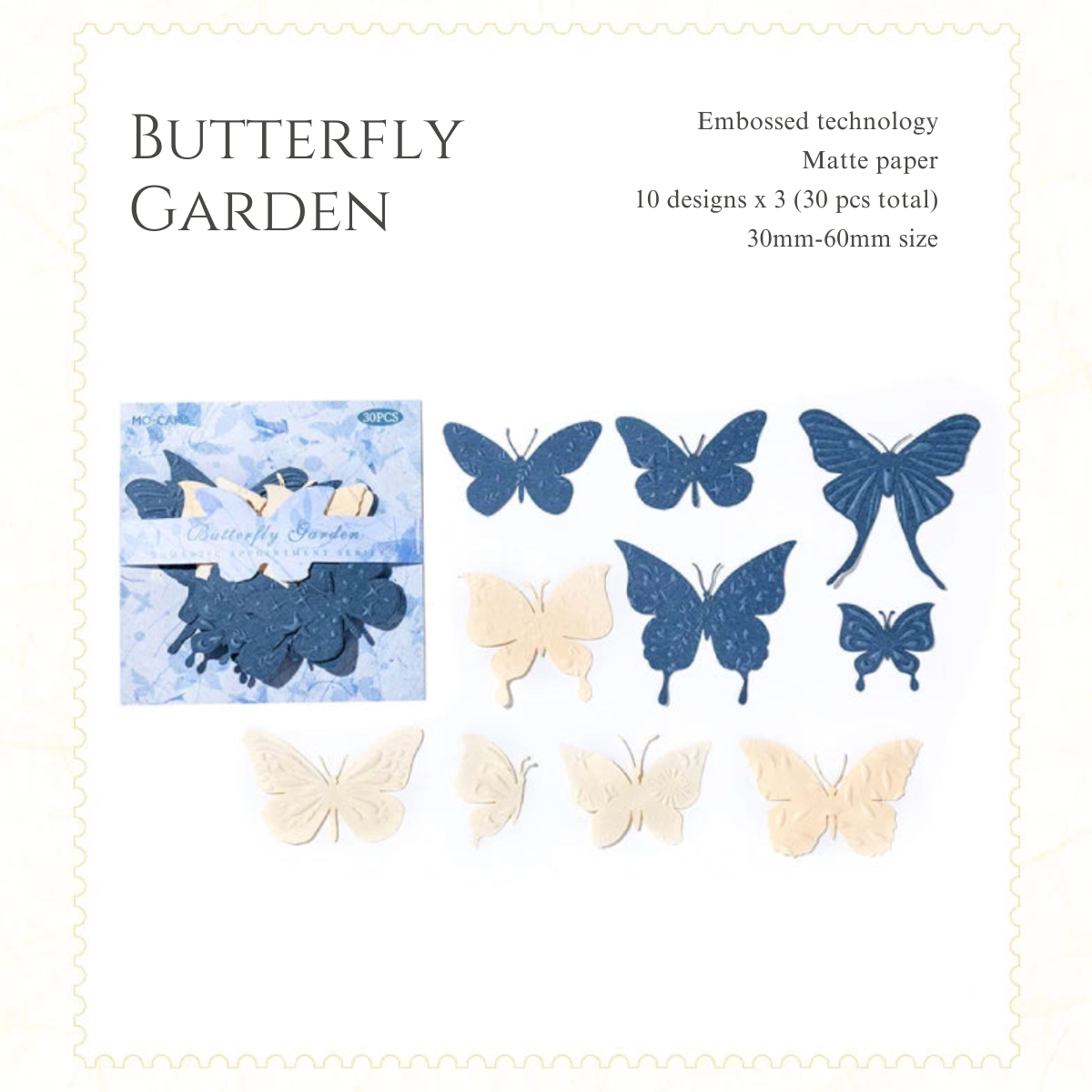30 Pcs Embossed Die Cut Shapes