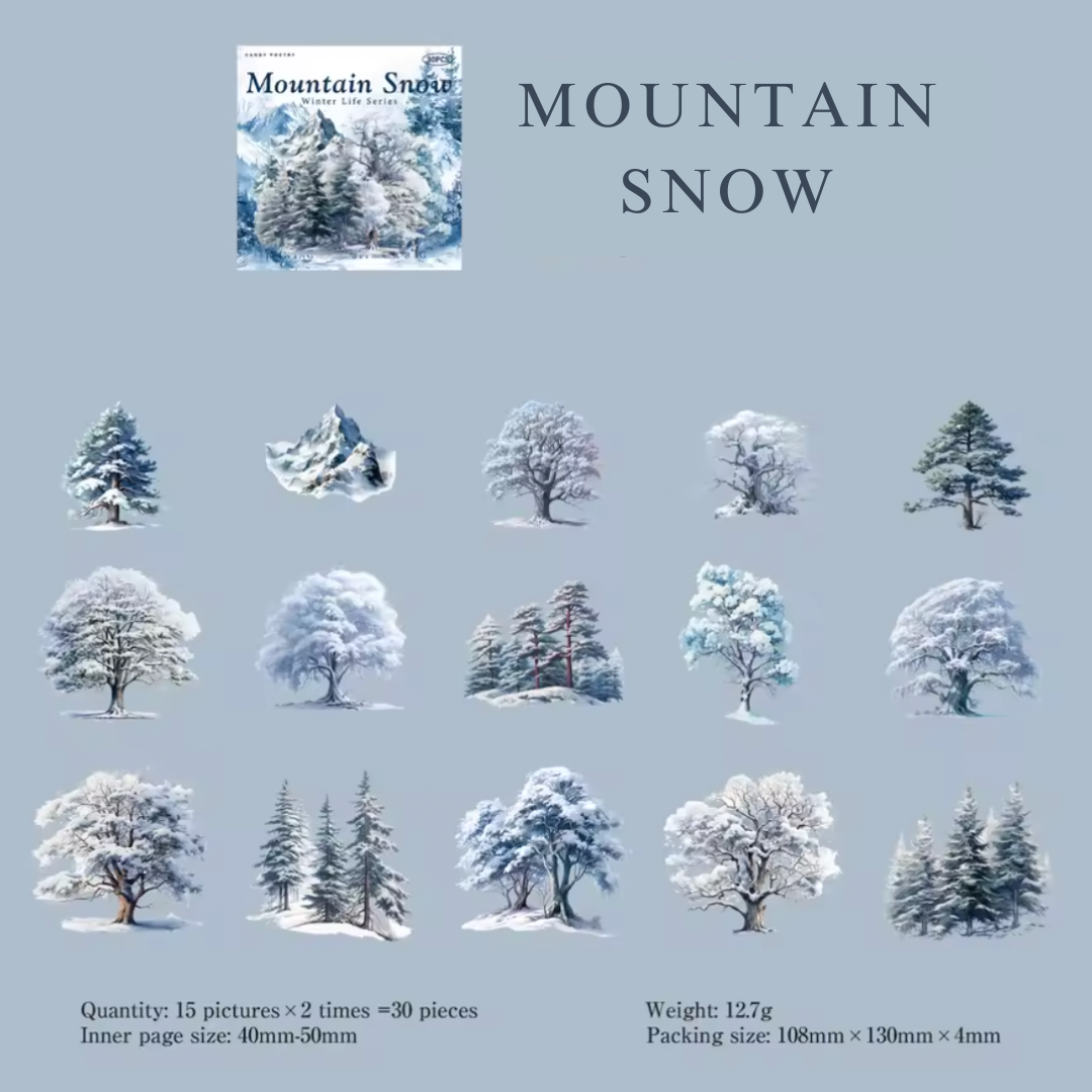 30 Pcs Snowy Winter Nature Stickers