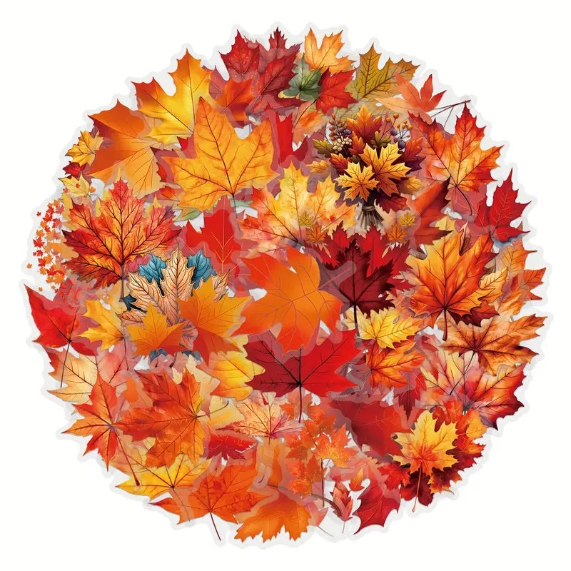 50 Pcs Seasonal Leaves PET Stickers