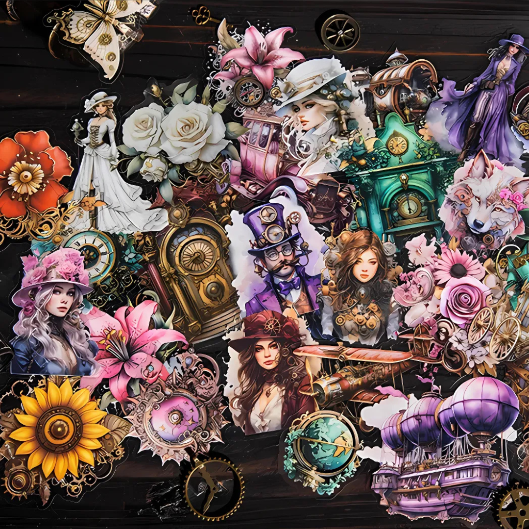 20 Pcs Vintage Mechanical Steampunk Stickers
