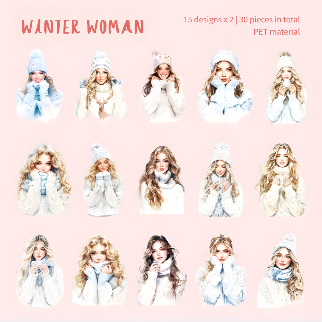 30 Pcs Cold Winter Scenes PET Stickers