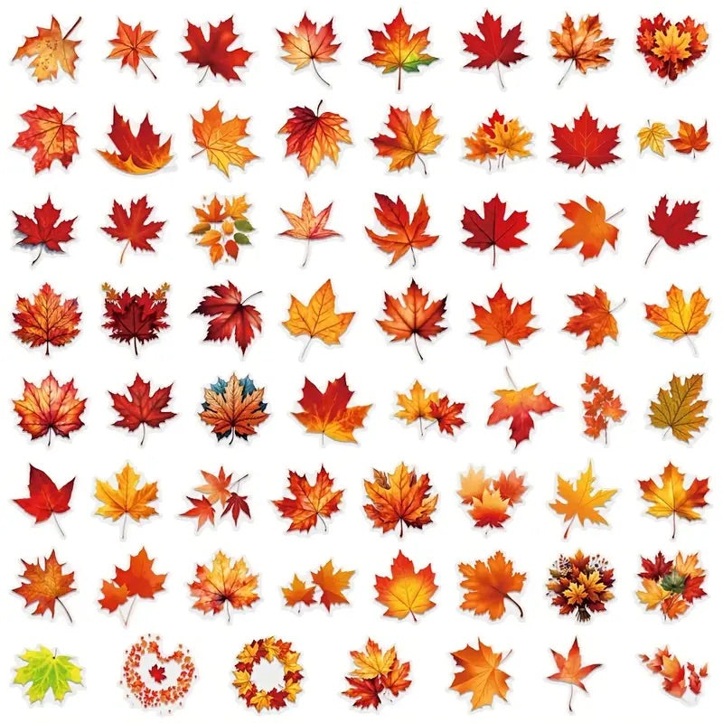 50 Pcs Seasonal Leaves PET Stickers