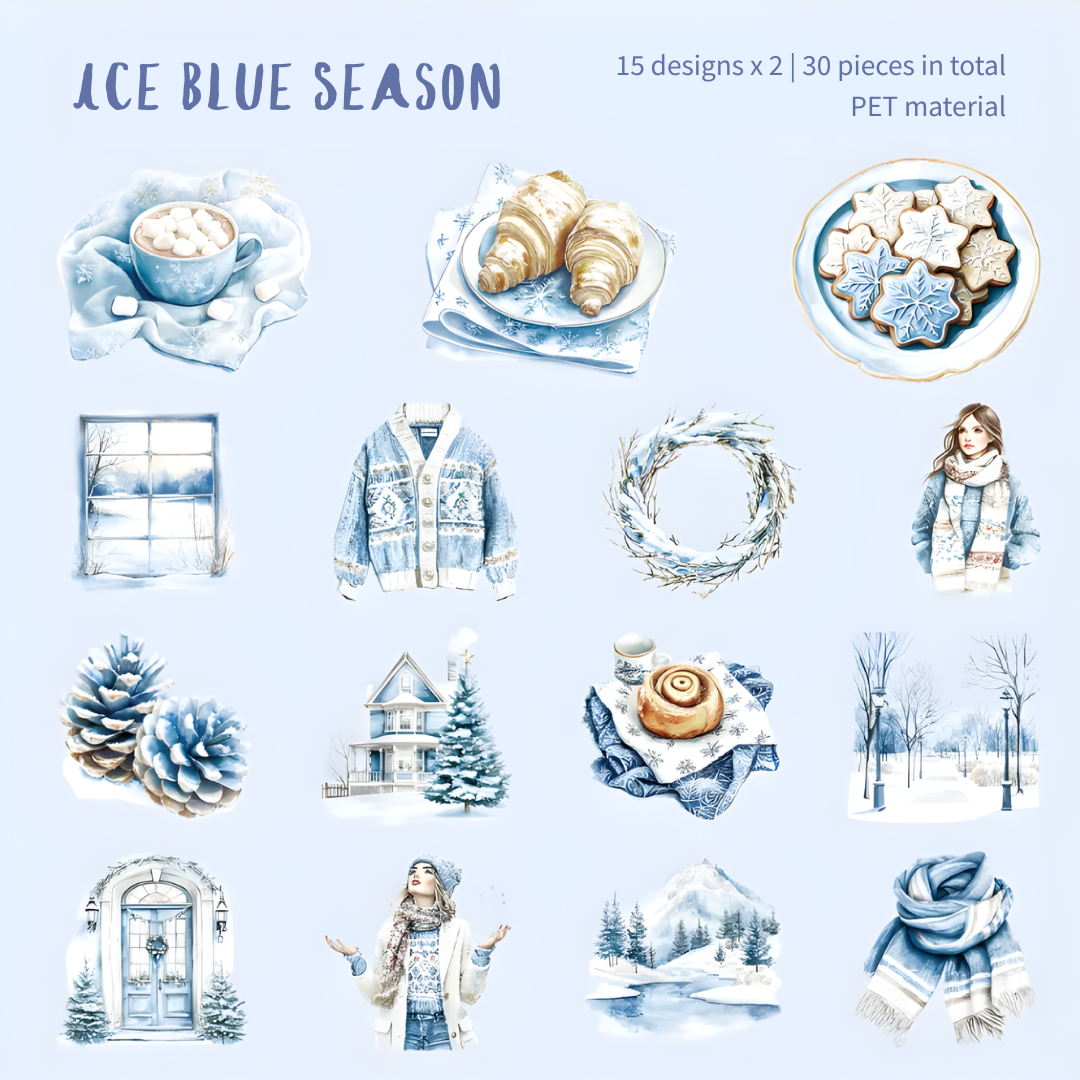 30 Pcs Cold Winter Scenes PET Stickers