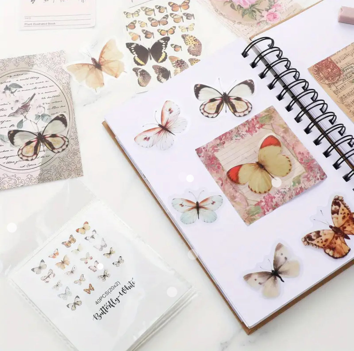 40 Pcs Retro Butterfly Stickers