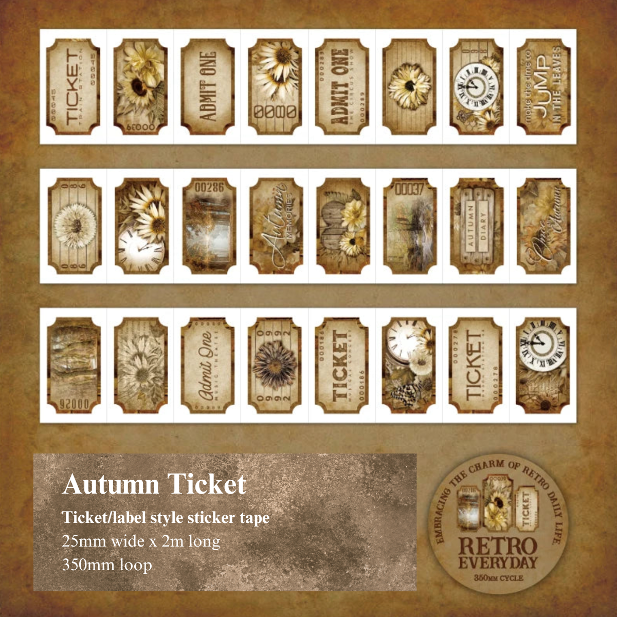 2m Vintage Labels Washi Tape