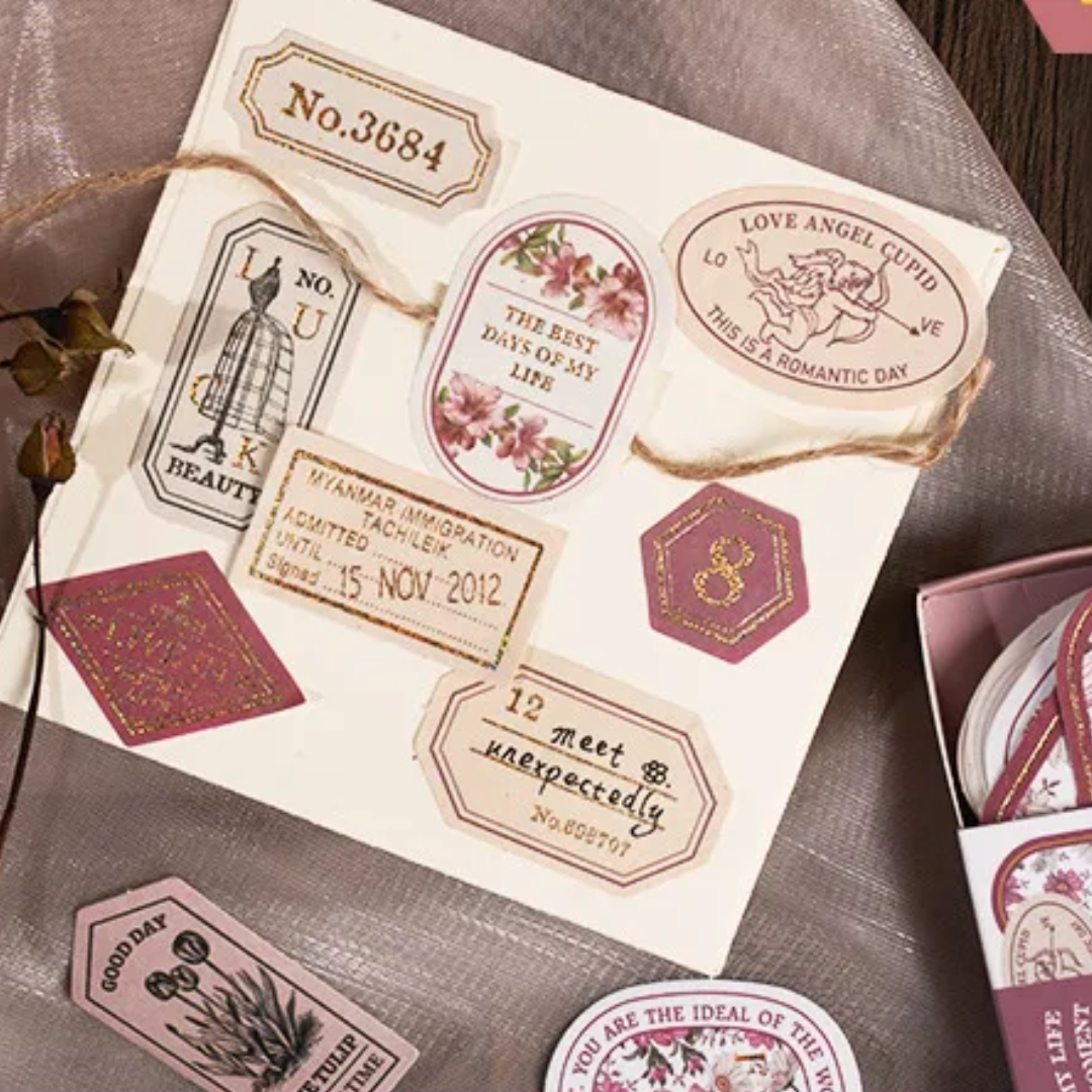 40 Pcs Small Retro Foil Label Stickers