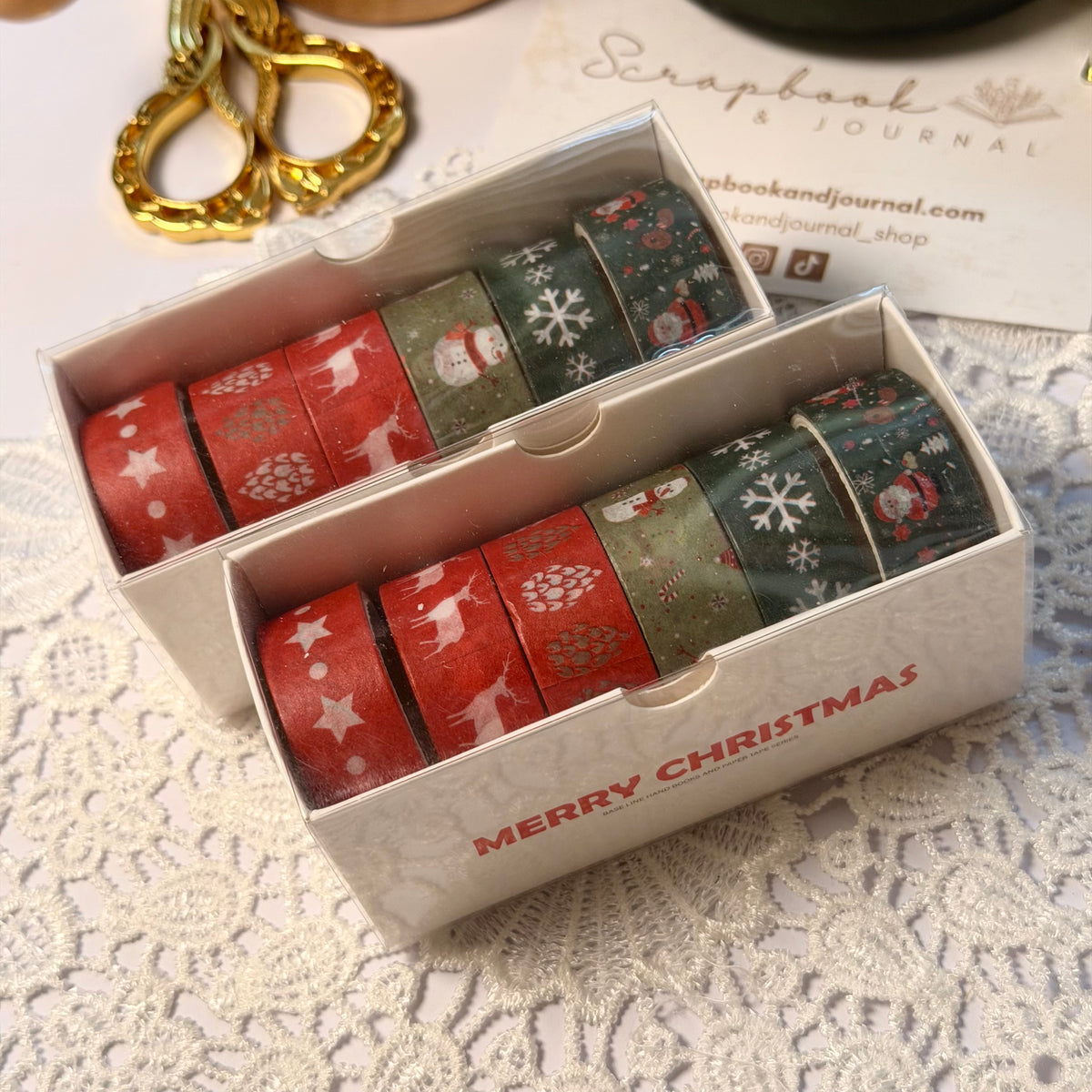 6 Pcs Traditional Christmas Washi Tape Set