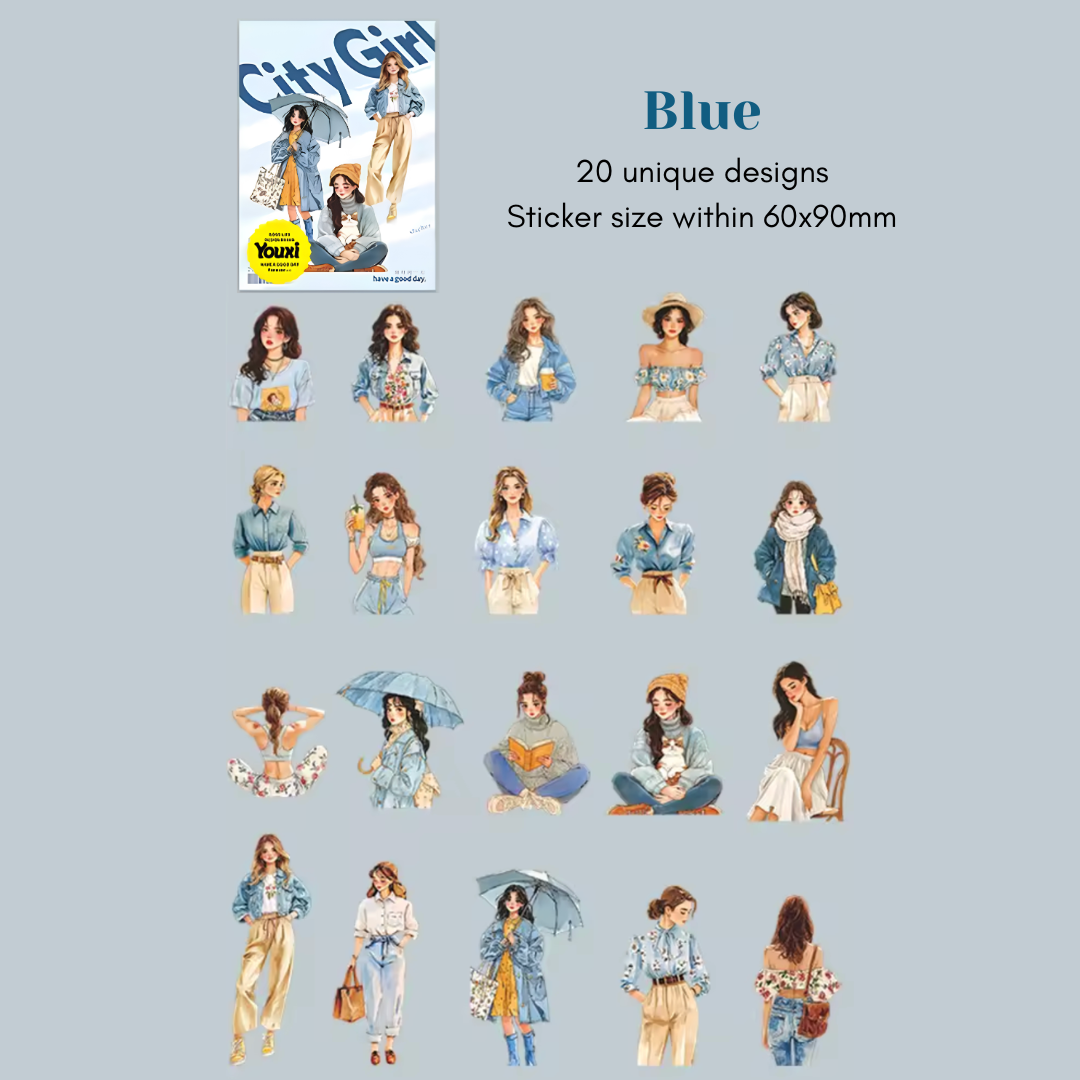 20 Pcs Urban City Girl Stickers