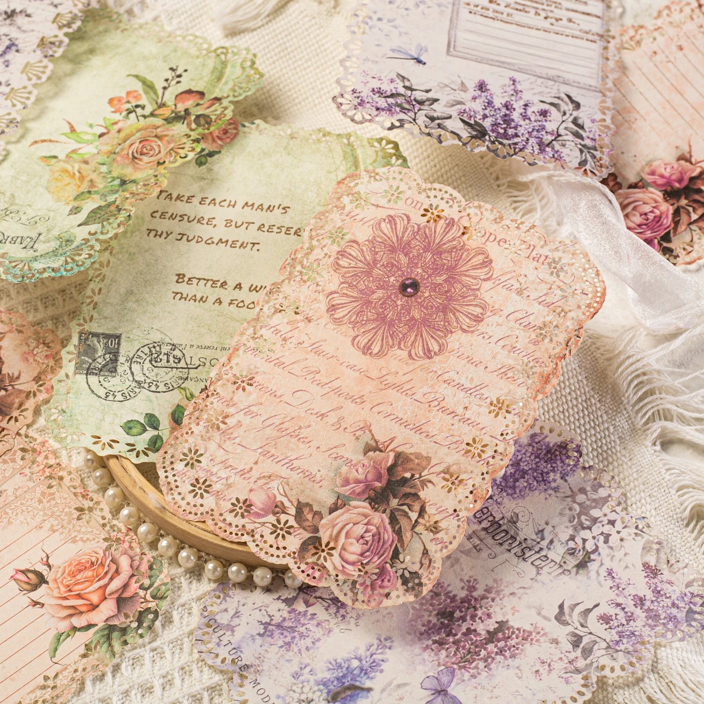 10 Pcs Vintage Floral Lace Paper