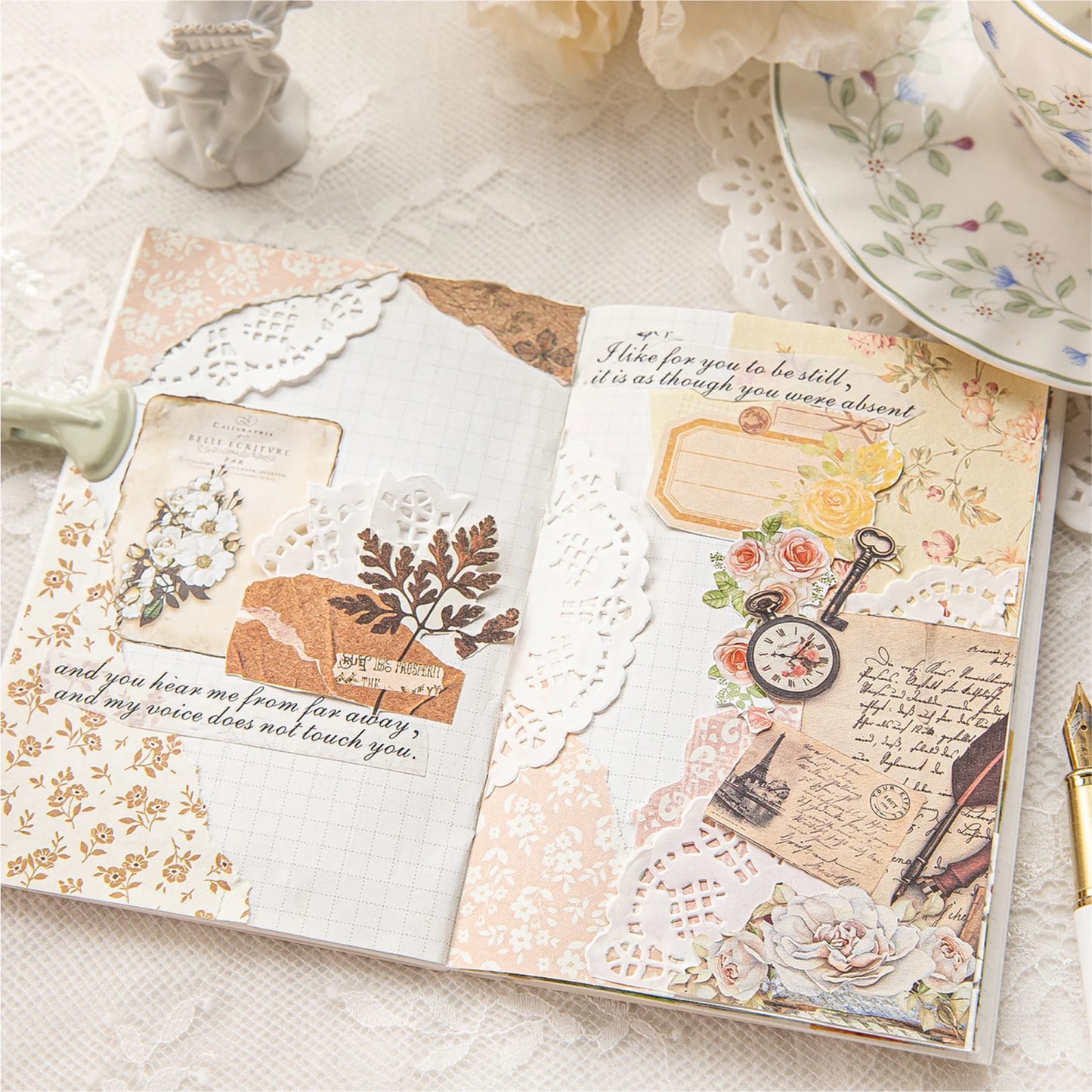 100 Pcs Flowers Stickers and Paper Set