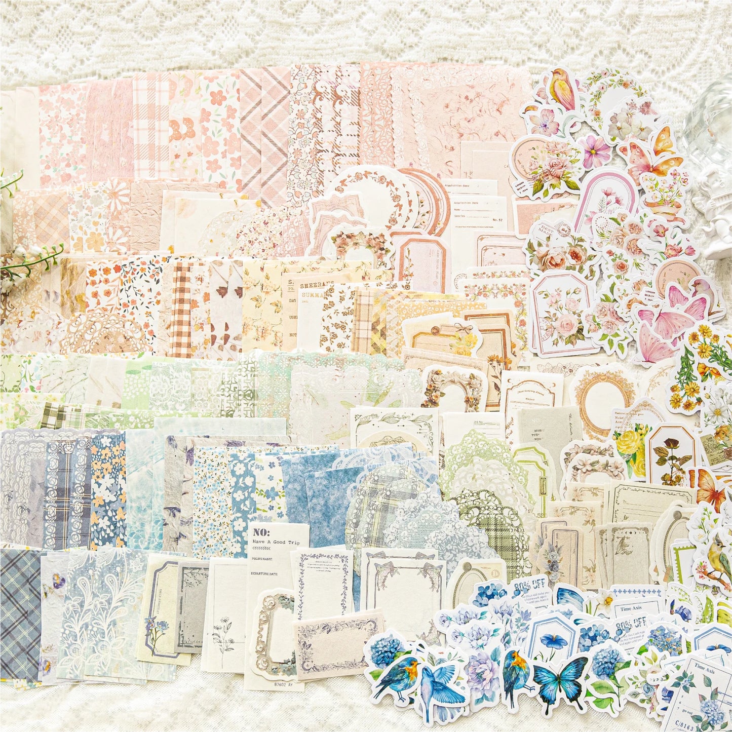 100 Pcs Flowers Stickers and Paper Set