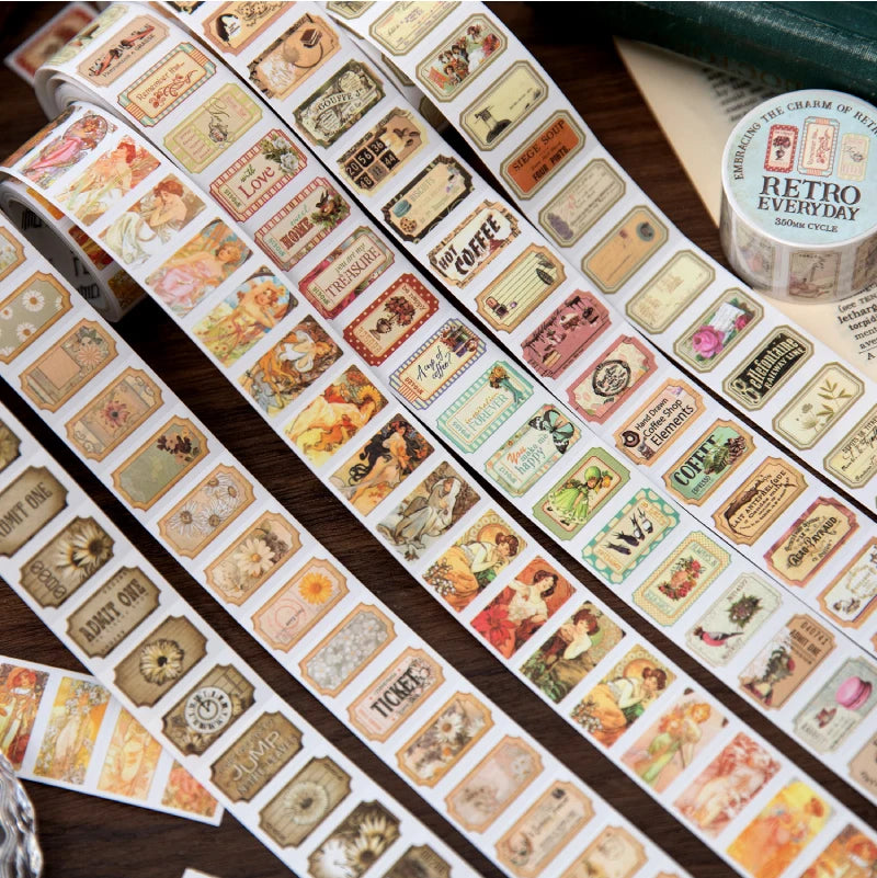 2m Vintage Labels Washi Tape