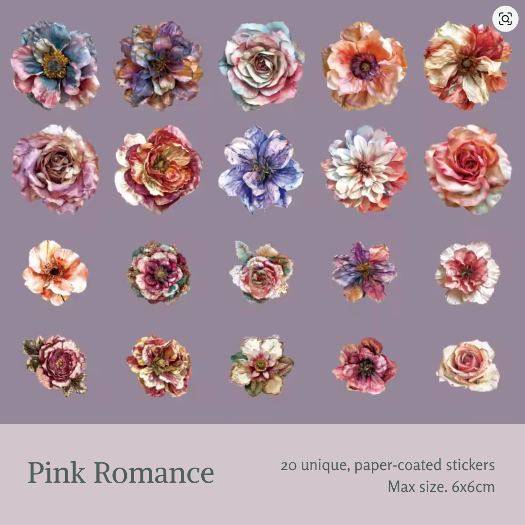 20 Pcs Large Vintage Floral Stickers