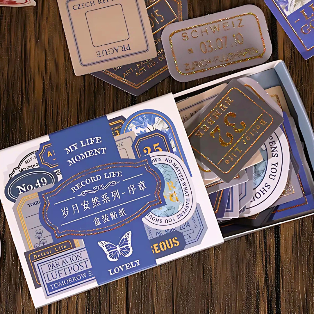 40 Pcs Small Retro Foil Label Stickers