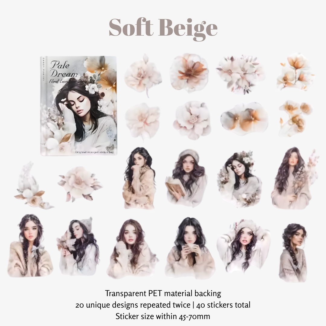 40 Pcs Floral Muse Girl Stickers