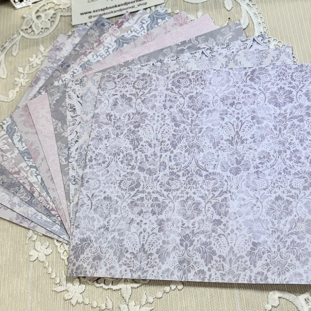 12 Page Pastel Damask 6x6 Paper Pack