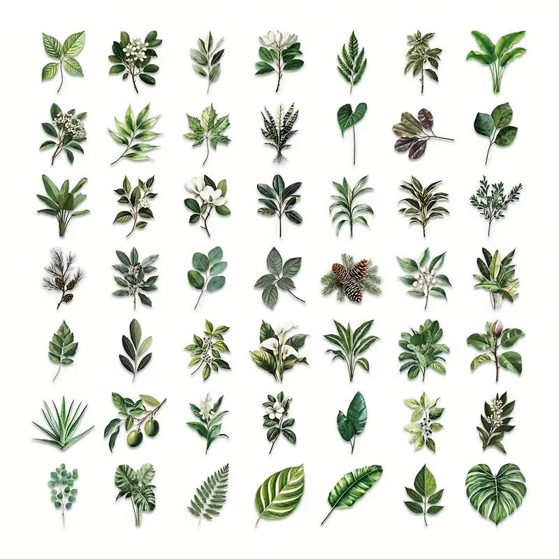 50 Pcs Seasonal Leaves PET Stickers